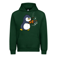 Forest Green penguin playing violin animal Urban Hoodie - linhVisuals