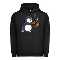 Pigment Black penguin playing violin animal Urban Hoodie - linhVisuals