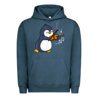 Pigment Midnight Navy penguin playing violin animal Urban Hoodie - linhVisuals