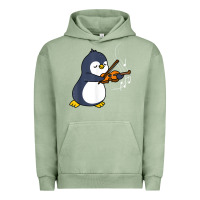 Pigment Oil Green penguin playing violin animal Urban Hoodie - linhVisuals