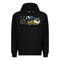 Black Peace Love Siamese Cat Premium Hoodie - LillyAllenDesigns