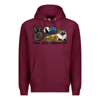 Burgundy Peace Love Siamese Cat Premium Hoodie - LillyAllenDesigns