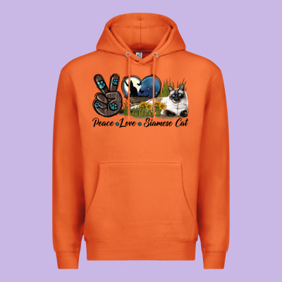 Peace Love Siamese Cat Premium Hoodie Designed By Lillyallendesigns