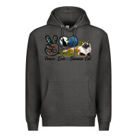 Charcoal Heather Peace Love Siamese Cat Premium Hoodie - LillyAllenDesigns