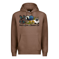 Chestnut Peace Love Siamese Cat Premium Hoodie - LillyAllenDesigns