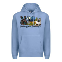 Colony Blue Peace Love Siamese Cat Premium Hoodie - LillyAllenDesigns