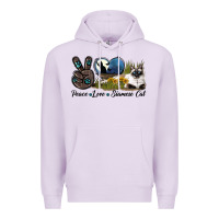 Lilac Peace Love Siamese Cat Premium Hoodie - LillyAllenDesigns