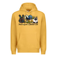 Mustard Peace Love Siamese Cat Premium Hoodie - LillyAllenDesigns