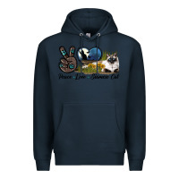 Navy Peace Love Siamese Cat Premium Hoodie - LillyAllenDesigns