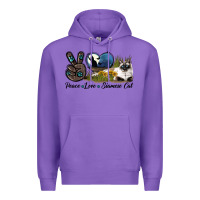 Purple Peace Love Siamese Cat Premium Hoodie - LillyAllenDesigns