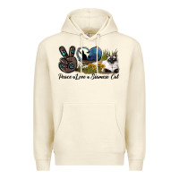 Sandshell Peace Love Siamese Cat Premium Hoodie - LillyAllenDesigns