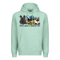 Seafoam Peace Love Siamese Cat Premium Hoodie - LillyAllenDesigns