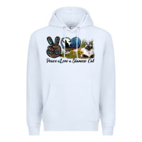 White Peace Love Siamese Cat Premium Hoodie - LillyAllenDesigns