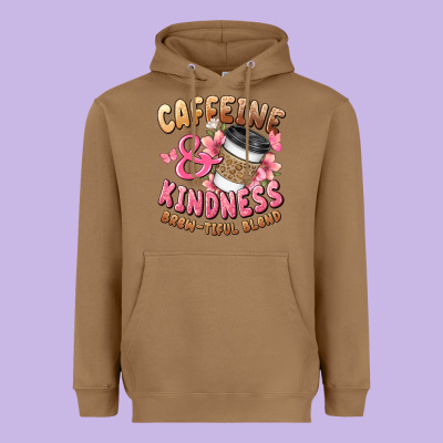 Caffeine And Kindness Brewtiful Blend Heavyweight Hoodie Designed By Jahusdesignshop