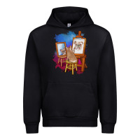 Black french bulldog painting bulldog artist art animals graphic long sleeve Urban Hoodie - linhVisuals