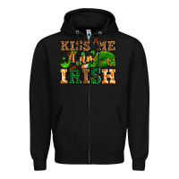 Black kiss me i am irish  with lips and shamrocks Zipper Hoodie - AdoDesignShop