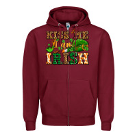Burgundy kiss me i am irish  with lips and shamrocks Zipper Hoodie - AdoDesignShop