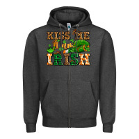 Charcoal Heather kiss me i am irish  with lips and shamrocks Zipper Hoodie - AdoDesignShop
