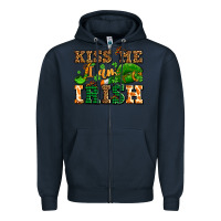 Navy kiss me i am irish  with lips and shamrocks Zipper Hoodie - AdoDesignShop