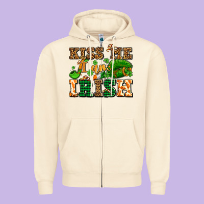 Kiss Me I Am Irish  With Lips And Shamrocks Zipper Hoodie Designed By Adodesignshop