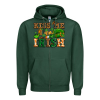 Sports Green kiss me i am irish  with lips and shamrocks Zipper Hoodie - AdoDesignShop