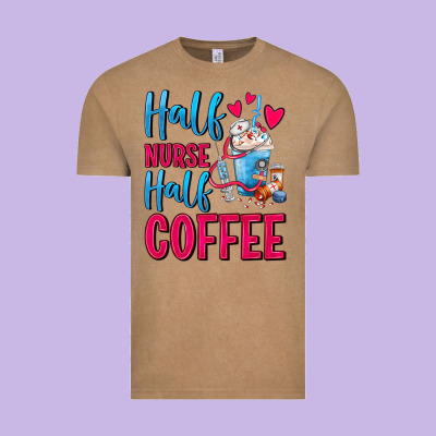 Half Nurse Half Coffee Vintage Tee Designed By Fadigitalartstudio