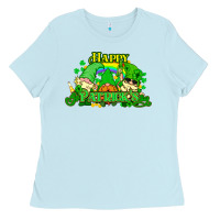 Baby Blue St. Patrick's Day gnomes Ladies Tee - HowdyJamesFarm