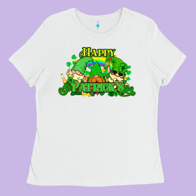 St. Patrick's Day Gnomes Ladies Tee Designed By Howdyjamesfarm