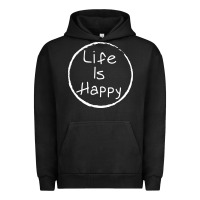 Pigment Black life is happy Urban Hoodie - linhVisuals