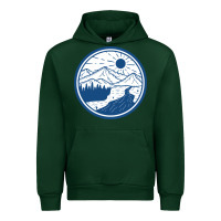 Forest Green River Mountain Badge Urban Hoodie - linhVisuals