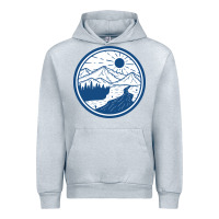 Heather Grey River Mountain Badge Urban Hoodie - linhVisuals