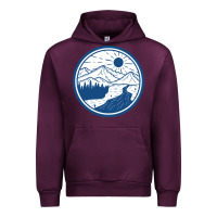 Mauve Wine River Mountain Badge Urban Hoodie - linhVisuals