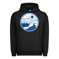 Pigment Black River Mountain Badge Urban Hoodie - linhVisuals