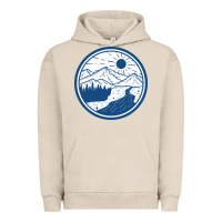 Pigment French Oak River Mountain Badge Urban Hoodie - linhVisuals