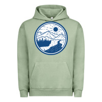 Pigment Oil Green River Mountain Badge Urban Hoodie - linhVisuals