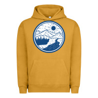 Pigment Peanut Butter River Mountain Badge Urban Hoodie - linhVisuals