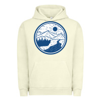 Pigment Pistachio River Mountain Badge Urban Hoodie - linhVisuals