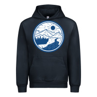 Navy River Mountain Badge Urban Hoodie - linhVisuals