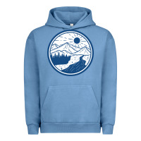 Pigment Pebble Blue River Mountain Badge Urban Hoodie - linhVisuals