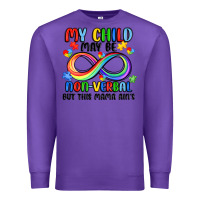 Purple my child may be non verbal but this mama ain's Premium Sweatshirt - JahusDesignShop