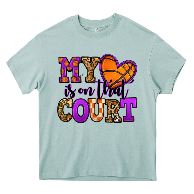 My Heart Is On That Court Basketball Heavy Core Tee by Jasminsmagicworld | Teevron