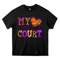 Black my heart is on that court basketball Heavy Core Tee - Jasminsmagicworld