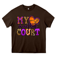Chocolate Brown my heart is on that court basketball Heavy Core Tee - Jasminsmagicworld