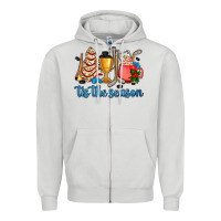 Dove Grey tis the season hockey and Christmas Zipper Hoodie - AdoDesignShop