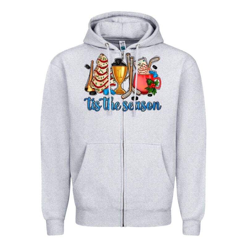 Tis The Season Hockey And Christmas Zipper Hoodie by AdoDesignShop | Teevron