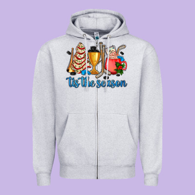 Tis The Season Hockey And Christmas Zipper Hoodie Designed By Adodesignshop