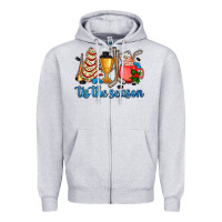 Heather Grey tis the season hockey and Christmas Zipper Hoodie - AdoDesignShop