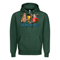Sports Green tis the season hockey and Christmas Zipper Hoodie - AdoDesignShop