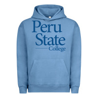 Pigment Pebble Blue Peru State College Wordmark Urban Hoodie - linhVisuals