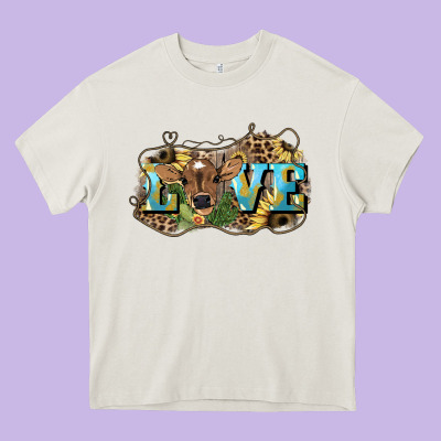 Love Baby Cow Heavy Core Tee Designed By Howdyjamesfarm
